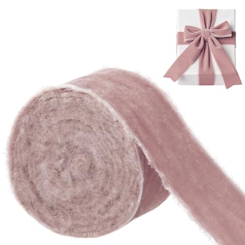 LEREATI Samt Geschenkband Lotus Rosa Chiffonband 4cm x 5.5m Samtband Breit Vintage Stoffband, Samt Schleifenband für Schleifen, Geburtstag, Geschenk, Hochzeitsdekoration von LEREATI