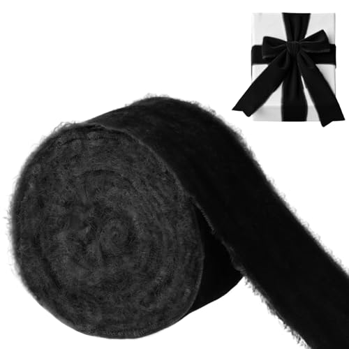 LEREATI Samt Geschenkband Schwarz Chiffonband 4cm x 5.5m Samtband Breit Vintage Stoffband, Samt Schleifenband für Schleifen, Geburtstag, Geschenk, Hochzeitsdekoration von LEREATI