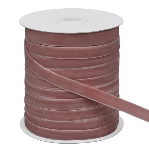 LEREATI Samtband Aprikose Rosa 10mm x 45m Geschenkband Samt Band Breit, Velvet Ribbon Samt Schleifenband, Samtbänder für Bogen Schleifen, Strauß, Partydekoration, DIY Handwerk von LEREATI