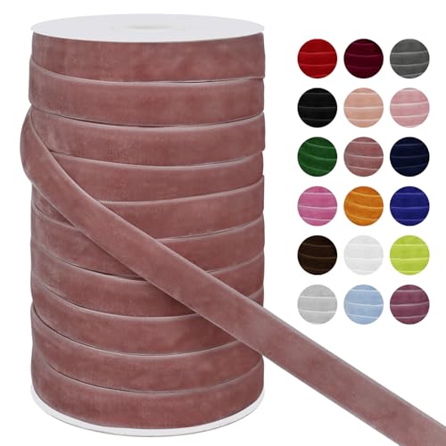 LEREATI Samtband Aprikose Rosa 15mm x 45m Geschenkband Samt Band Breit, Velvet Ribbon Samt Schleifenband, Samtbänder für Bogen Schleifen, Strauß, Partydekoration, DIY Handwerk von LEREATI