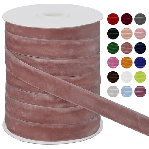 LEREATI Samtband Aprikose Rosa 20mm x 45m Geschenkband Samt Band Breit, Velvet Ribbon Samt Schleifenband, Samtbänder für Bogen Schleifen, Strauß, Partydekoration, DIY Handwerk von LEREATI