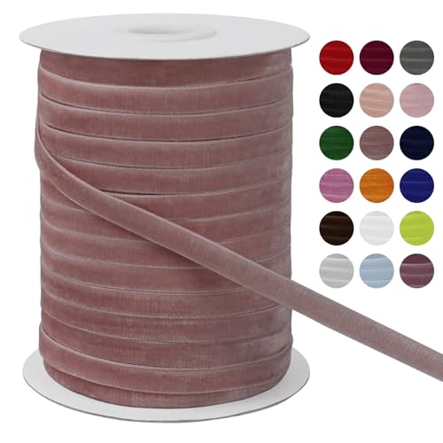 LEREATI Samtband Aprikose Rosa 6mm x 45m Geschenkband Samt Band Breit, Velvet Ribbon Samt Schleifenband, Samtbänder für Bogen Schleifen, Strauß, Partydekoration, DIY Handwerk von LEREATI