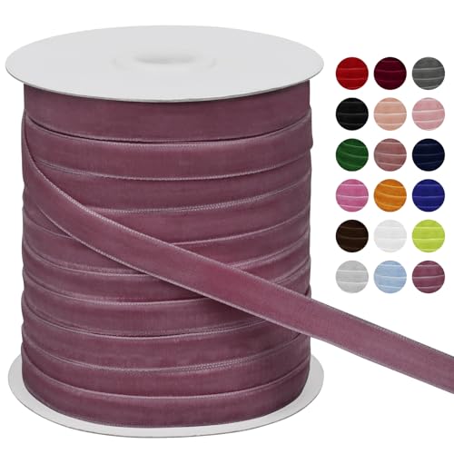 LEREATI Samtband Bohne Rosa 10mm x 45m Geschenkband Samt Band Breit, Velvet Ribbon Samt Schleifenband, Samtbänder für Bogen Schleifen, Strauß, Partydekoration, DIY Handwerk von LEREATI