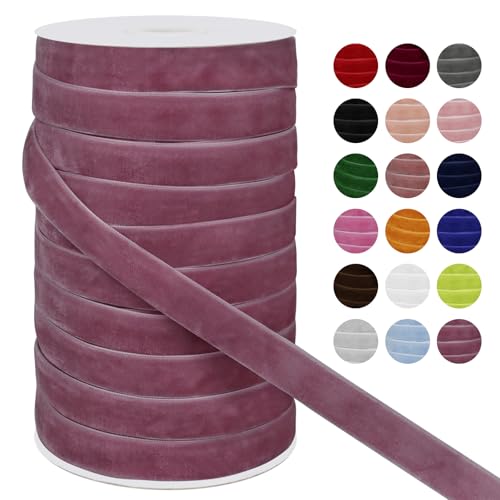 LEREATI Samtband Bohne Rosa 15mm x 45m Geschenkband Samt Band Breit, Velvet Ribbon Samt Schleifenband, Samtbänder für Bogen Schleifen, Strauß, Partydekoration, DIY Handwerk von LEREATI