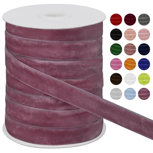 LEREATI Samtband Bohne Rosa 20mm x 45m Geschenkband Samt Band Breit, Velvet Ribbon Samt Schleifenband, Samtbänder für Bogen Schleifen, Strauß, Partydekoration, DIY Handwerk von LEREATI