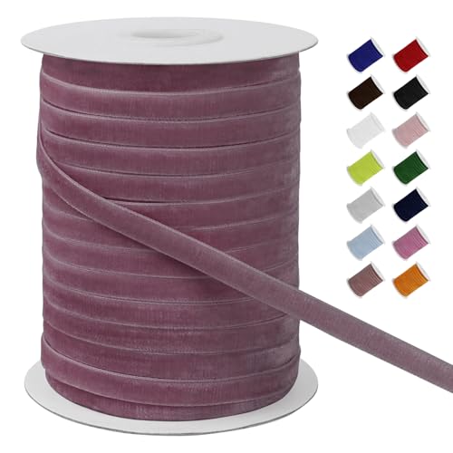 LEREATI Samtband Bohne Rosa 6mm x 45m Geschenkband Samt Band Breit, Velvet Ribbon Samt Schleifenband, Samtbänder für Bogen Schleifen, Strauß, Partydekoration, DIY Handwerk von LEREATI