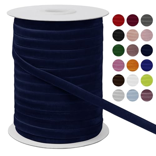 LEREATI Samtband Dunkelblau 6mm x 45m Geschenkband Samt Band Breit, Velvet Ribbon Samt Schleifenband, Samtbänder für Bogen Schleifen, Strauß, Partydekoration, DIY Handwerk von LEREATI