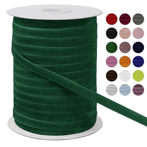 LEREATI Samtband Dunkelgrün 6mm x 45m Geschenkband Samt Band Breit, Velvet Ribbon Samt Schleifenband, Samtbänder für Bogen Schleifen, Strauß, Partydekoration, DIY Handwerk von LEREATI