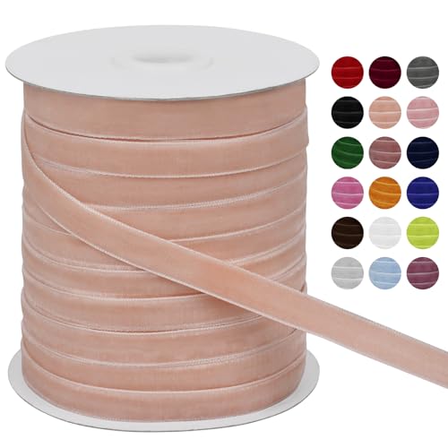 LEREATI Samtband Fleischrosa 10mm x 45m Geschenkband Samt Band Breit, Velvet Ribbon Samt Schleifenband, Samtbänder für Bogen Schleifen, Strauß, Partydekoration, DIY Handwerk von LEREATI