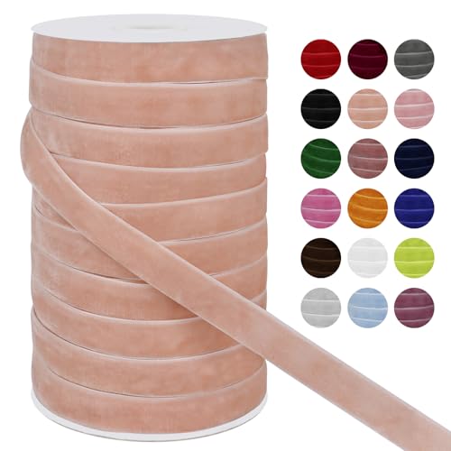 LEREATI Samtband Fleischrosa 15mm x 45m Geschenkband Samt Band Breit, Velvet Ribbon Samt Schleifenband, Samtbänder für Bogen Schleifen, Strauß, Partydekoration, DIY Handwerk von LEREATI