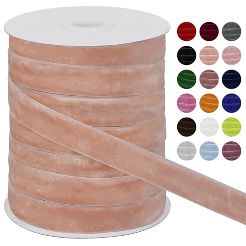 LEREATI Samtband Fleischrosa 20mm x 45m Geschenkband Samt Band Breit, Velvet Ribbon Samt Schleifenband, Samtbänder für Bogen Schleifen, Strauß, Partydekoration, DIY Handwerk von LEREATI