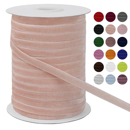 LEREATI Samtband Fleischrosa 6mm x 45m Geschenkband Samt Band Breit, Velvet Ribbon Samt Schleifenband, Samtbänder für Bogen Schleifen, Strauß, Partydekoration, DIY Handwerk von LEREATI