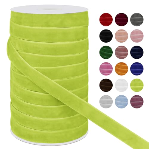 LEREATI Samtband Fruchtgrün 15mm x 45m Geschenkband Samt Band Breit, Velvet Ribbon Samt Schleifenband, Samtbänder für Bogen Schleifen, Strauß, Partydekoration, DIY Handwerk von LEREATI