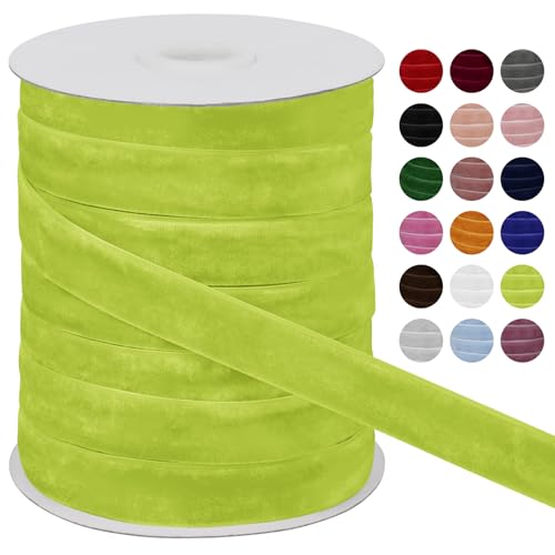 LEREATI Samtband Fruchtgrün 20mm x 45m Geschenkband Samt Band Breit, Velvet Ribbon Samt Schleifenband, Samtbänder für Bogen Schleifen, Strauß, Partydekoration, DIY Handwerk von LEREATI