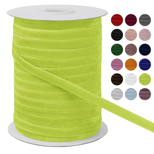 LEREATI Samtband Fruchtgrün 6mm x 45m Geschenkband Samt Band Breit, Velvet Ribbon Samt Schleifenband, Samtbänder für Bogen Schleifen, Strauß, Partydekoration, DIY Handwerk von LEREATI