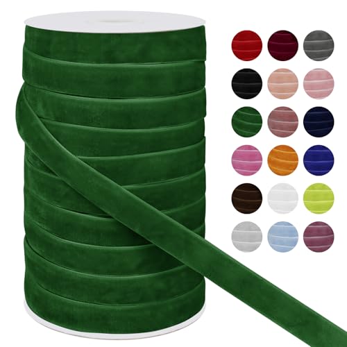 LEREATI Samtband Grasgrün 15mm x 45m Geschenkband Samt Band Breit, Velvet Ribbon Samt Schleifenband, Samtbänder für Bogen Schleifen, Strauß, Partydekoration, DIY Handwerk von LEREATI