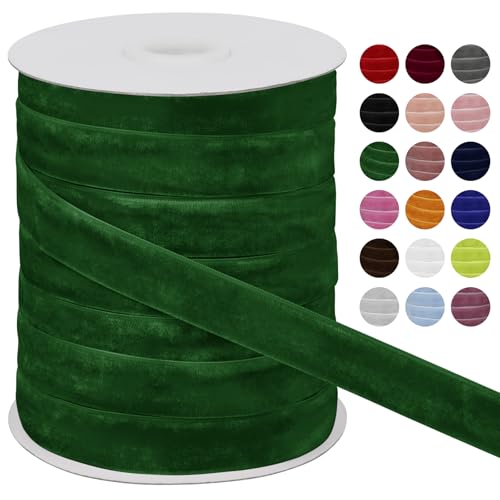 LEREATI Samtband Grasgrün 20mm x 45m Geschenkband Samt Band Breit, Velvet Ribbon Samt Schleifenband, Samtbänder für Bogen Schleifen, Strauß, Partydekoration, DIY Handwerk von LEREATI