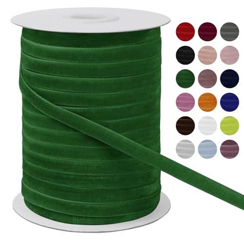 LEREATI Samtband Grasgrün 6mm x 45m Geschenkband Samt Band Breit, Velvet Ribbon Samt Schleifenband, Samtbänder für Bogen Schleifen, Strauß, Partydekoration, DIY Handwerk von LEREATI