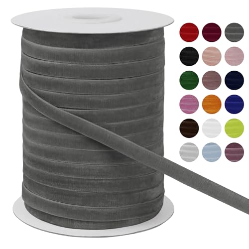 LEREATI Samtband Grau 6mm x 45m Geschenkband Samt Band Breit, Velvet Ribbon Samt Schleifenband, Samtbänder für Bogen Schleifen, Strauß, Partydekoration, DIY Handwerk von LEREATI