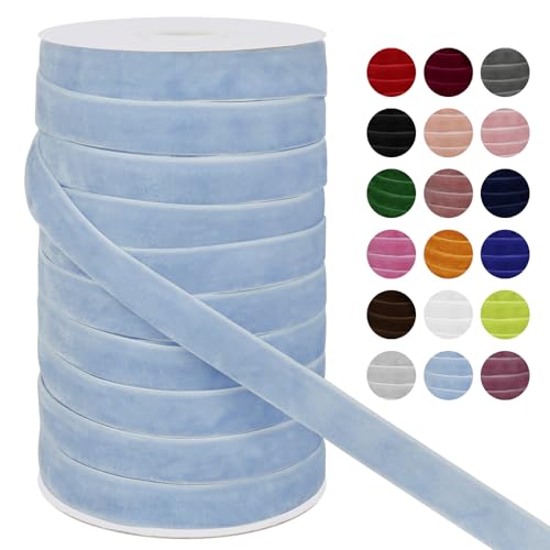 LEREATI Samtband Hellblau 15mm x 45m Geschenkband Samt Band Breit, Velvet Ribbon Samt Schleifenband, Samtbänder für Bogen Schleifen, Strauß, Partydekoration, DIY Handwerk von LEREATI