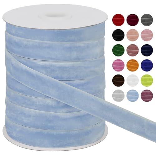 LEREATI Samtband Hellblau 20mm x 45m Geschenkband Samt Band Breit, Velvet Ribbon Samt Schleifenband, Samtbänder für Bogen Schleifen, Strauß, Partydekoration, DIY Handwerk von LEREATI