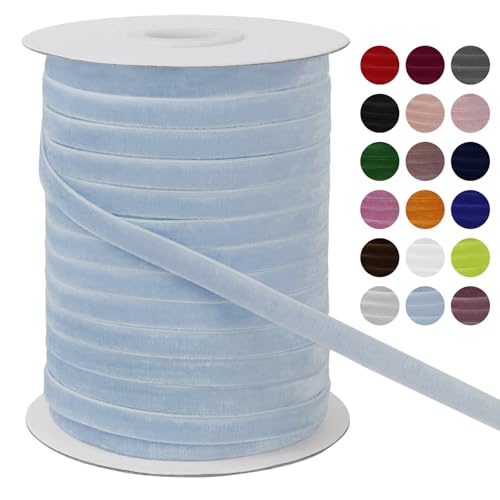 LEREATI Samtband Hellblau 6mm x 45m Geschenkband Samt Band Breit, Velvet Ribbon Samt Schleifenband, Samtbänder für Bogen Schleifen, Strauß, Partydekoration, DIY Handwerk von LEREATI