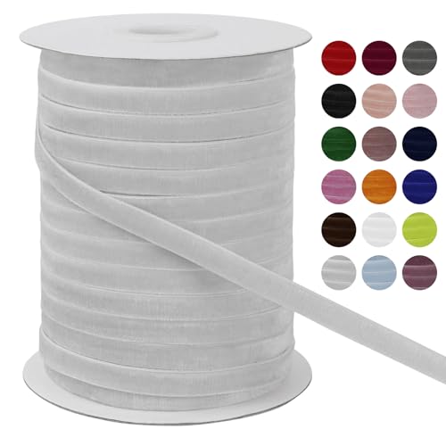 LEREATI Samtband Hellgrau 6mm x 45m Geschenkband Samt Band Breit, Velvet Ribbon Samt Schleifenband, Samtbänder für Bogen Schleifen, Strauß, Partydekoration, DIY Handwerk von LEREATI