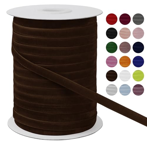 LEREATI Samtband Kaffee 6mm x 45m Geschenkband Samt Band Breit, Velvet Ribbon Samt Schleifenband, Samtbänder für Bogen Schleifen, Strauß, Partydekoration, DIY Handwerk von LEREATI