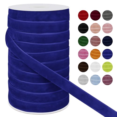 LEREATI Samtband Königsblau 15mm x 45m Geschenkband Samt Band Breit, Velvet Ribbon Samt Schleifenband, Samtbänder für Bogen Schleifen, Strauß, Partydekoration, DIY Handwerk von LEREATI