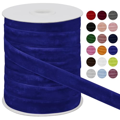 LEREATI Samtband Königsblau 20mm x 45m Geschenkband Samt Band Breit, Velvet Ribbon Samt Schleifenband, Samtbänder für Bogen Schleifen, Strauß, Partydekoration, DIY Handwerk von LEREATI