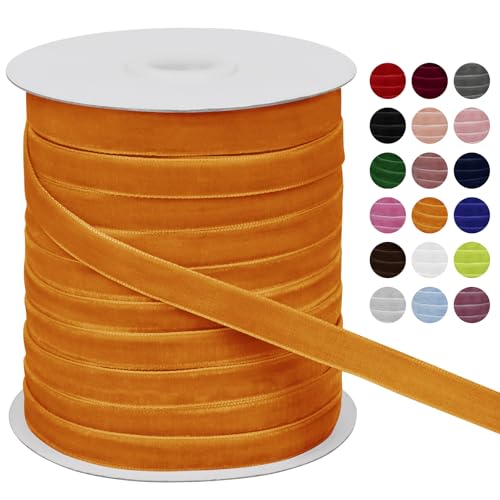 LEREATI Samtband Orange 10mm x 45m Geschenkband Samt Band Breit, Velvet Ribbon Samt Schleifenband, Samtbänder für Bogen Schleifen, Strauß, Partydekoration, DIY Handwerk von LEREATI