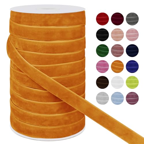 LEREATI Samtband Orange 15mm x 45m Geschenkband Samt Band Breit, Velvet Ribbon Samt Schleifenband, Samtbänder für Bogen Schleifen, Strauß, Partydekoration, DIY Handwerk von LEREATI