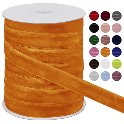 LEREATI Samtband Orange 20mm x 45m Geschenkband Samt Band Breit, Velvet Ribbon Samt Schleifenband, Samtbänder für Bogen Schleifen, Strauß, Partydekoration, DIY Handwerk von LEREATI