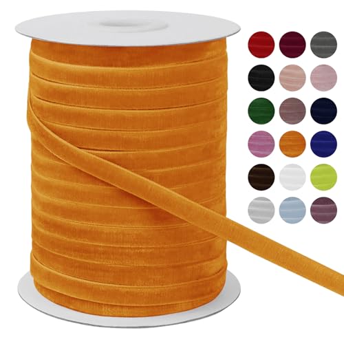 LEREATI Samtband Orange 6mm x 45m Geschenkband Samt Band Breit, Velvet Ribbon Samt Schleifenband, Samtbänder für Bogen Schleifen, Strauß, Partydekoration, DIY Handwerk von LEREATI