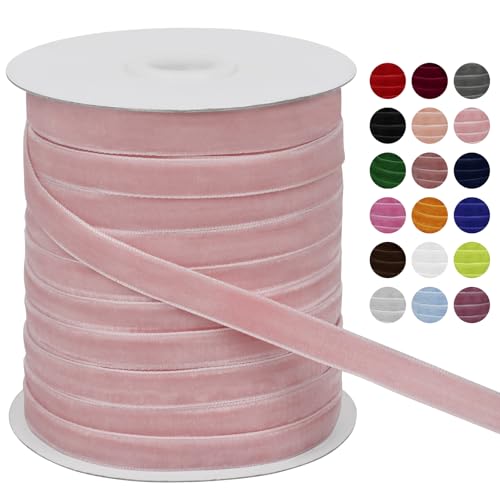 LEREATI Samtband Rosa 10mm x 45m Geschenkband Samt Band Breit, Velvet Ribbon Samt Schleifenband, Samtbänder für Bogen Schleifen, Strauß, Partydekoration, DIY Handwerk von LEREATI