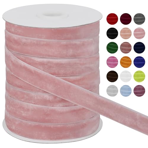 LEREATI Samtband Rosa 20mm x 45m Geschenkband Samt Band Breit, Velvet Ribbon Samt Schleifenband, Samtbänder für Bogen Schleifen, Strauß, Partydekoration, DIY Handwerk von LEREATI