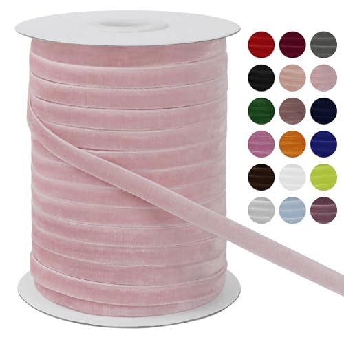 LEREATI Samtband Rosa 6mm x 45m Geschenkband Samt Band Breit, Velvet Ribbon Samt Schleifenband, Samtbänder für Bogen Schleifen, Strauß, Partydekoration, DIY Handwerk von LEREATI