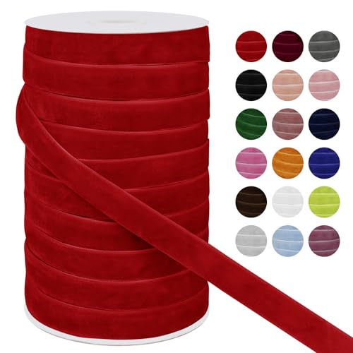 LEREATI Samtband Rot 15mm x 45m Geschenkband Samt Band Breit, Velvet Ribbon Samt Schleifenband, Samtbänder für Bogen Schleifen, Strauß, Partydekoration, DIY Handwerk von LEREATI