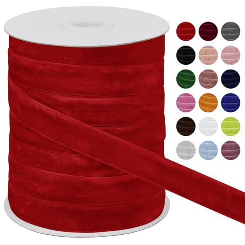 LEREATI Samtband Rot 20mm x 45m Geschenkband Samt Band Breit, Velvet Ribbon Samt Schleifenband, Samtbänder für Bogen Schleifen, Strauß, Partydekoration, DIY Handwerk von LEREATI