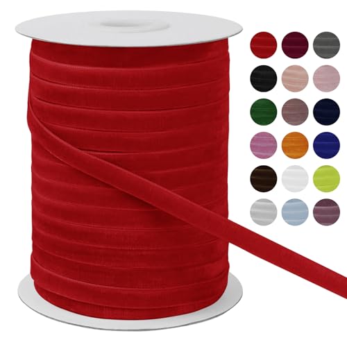 LEREATI Samtband Rot 6mm x 45m Geschenkband Samt Band Breit, Velvet Ribbon Samt Schleifenband, Samtbänder für Bogen Schleifen, Strauß, Partydekoration, DIY Handwerk von LEREATI