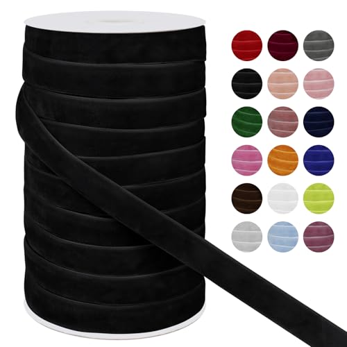 LEREATI Samtband Schwarz 15mm x 45m Geschenkband Samt Band Breit, Velvet Ribbon Samt Schleifenband, Samtbänder für Bogen Schleifen, Strauß, Partydekoration, DIY Handwerk von LEREATI