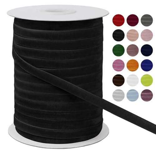 LEREATI Samtband Schwarz 6mm x 45m Geschenkband Samt Band Breit, Velvet Ribbon Samt Schleifenband, Samtbänder für Bogen Schleifen, Strauß, Partydekoration, DIY Handwerk von LEREATI