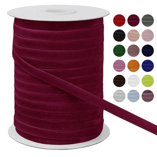 LEREATI Samtband Weinrot 6mm x 45m Geschenkband Samt Band Breit, Velvet Ribbon Samt Schleifenband, Samtbänder für Bogen Schleifen, Strauß, Partydekoration, DIY Handwerk von LEREATI