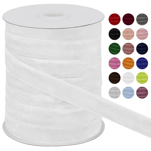 LEREATI Samtband Weiß 20mm x 45m Geschenkband Samt Band Breit, Velvet Ribbon Samt Schleifenband, Samtbänder für Bogen Schleifen, Strauß, Partydekoration, DIY Handwerk von LEREATI