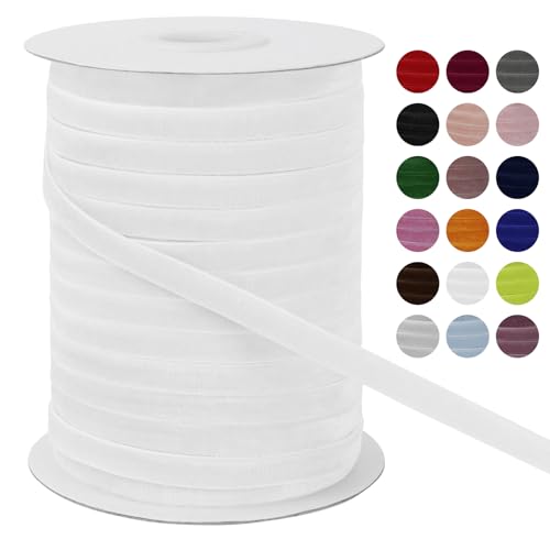 LEREATI Samtband Weiß 6mm x 45m Geschenkband Samt Band Breit, Velvet Ribbon Samt Schleifenband, Samtbänder für Bogen Schleifen, Strauß, Partydekoration, DIY Handwerk von LEREATI