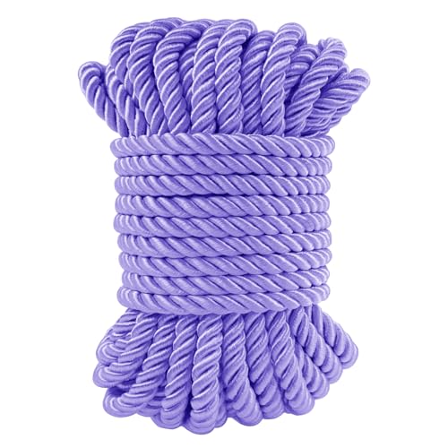 LEREATI Tiefes Violett Polyester Kordel 7mm x 11m, 3-lagige Weiches Bastelseil Satin-Kordel-Besatz Dekorative gedrehte Makramee Schnur für DIY Handwerk Vorhang Krawatte Ehre Cord Geschenk Taschen von LEREATI