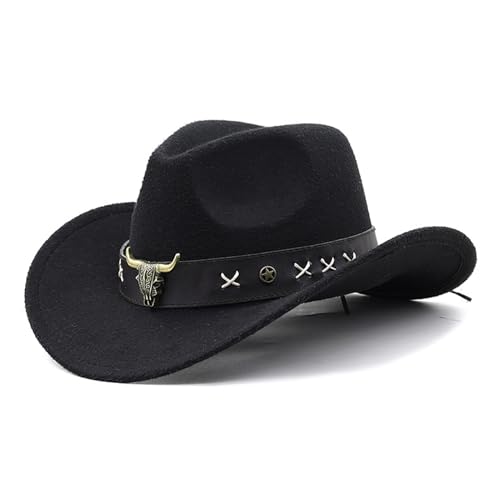 LERONO Lustiger Partyhut, Cowboyhut, Westernhut, Damen, Erwachsene, Cowboyhut, Lederband, Fedora-Hut, Kostüm-Zubehör, Sonnenstroh, Damen, Herren, Cowgirl, Westernhut, bunt von LERONO