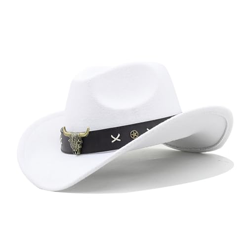 LERONO Lustiger Partyhut, Cowboyhut, Westernhut, Damen, Erwachsene, Cowboyhut, Lederband, Fedora-Hut, Kostüm-Zubehör, Sonnenstroh, Damen, Herren, Cowgirl, Westernhut, bunt von LERONO