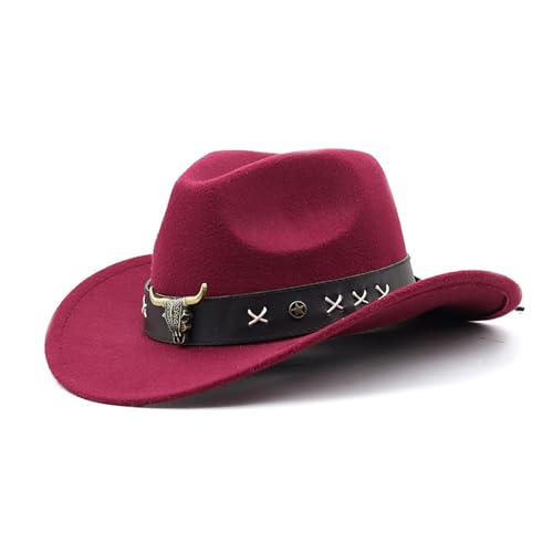 LERONO Lustiger Partyhut, Cowboyhut, Westernhut, Damen, Erwachsene, Cowboyhut, Lederband, Fedora-Hut, Kostüm-Zubehör, Sonnenstroh, Damen, Herren, Cowgirl, Westernhut, bunt von LERONO