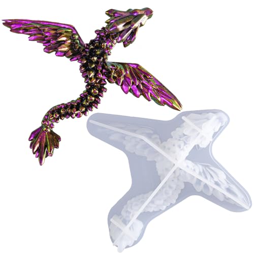 LET'S RESIN Edelstein-Drachen-Harzform, Kristall-Flügeldrachen-Epoxidharz-Formen, Silikon, 3D-fliegender Drachen-Spielzeug-Silikonformen für Epoxidharz, Heimdekoration, Geschenke von LET'S RESIN